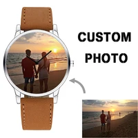 

Blank Watch Dail Custom Photo Printing Wristwatch Promotion Gift Sublimate Yourself OEM Design Leather Strap WATCH Personalized