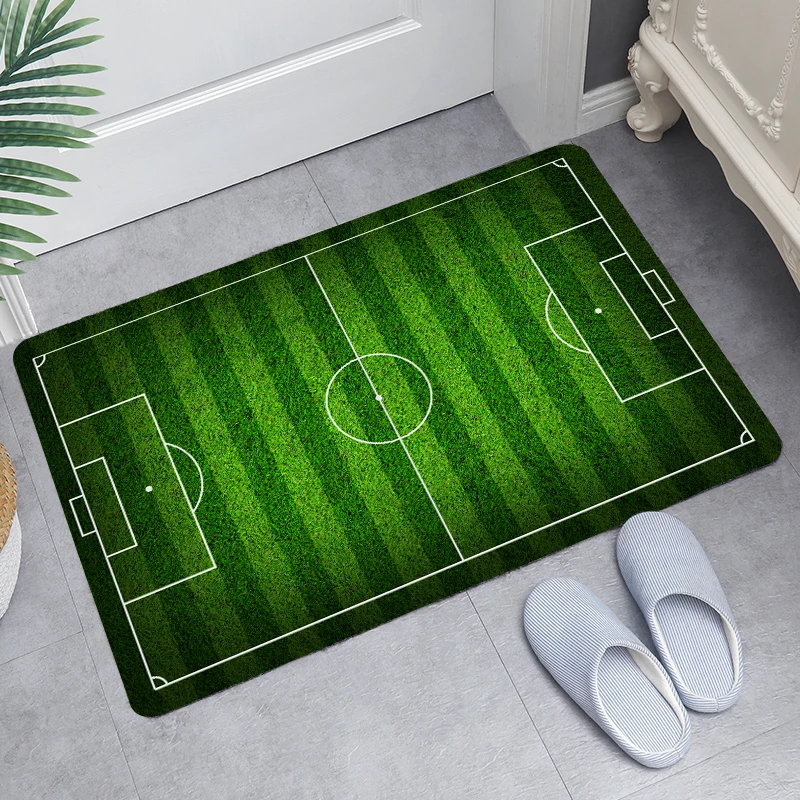 

Green grass football field theme series bathroom and kitchen non-slip mats fast absorbent memory foam skin-friendly mat, Picture