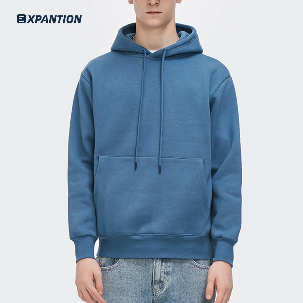 

EXP Factory OEM heavy cotton polyester streetwear Sweatshirt custom logo oversized Street thick plain pullover hoodie for men, 12 colors in stock goods
