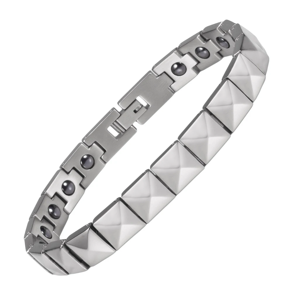

Wollet Sophisticated Multi-Facted Square Power Sports Balance Pure Bio Germanium Magnetic Titanium Bracelet for Wome