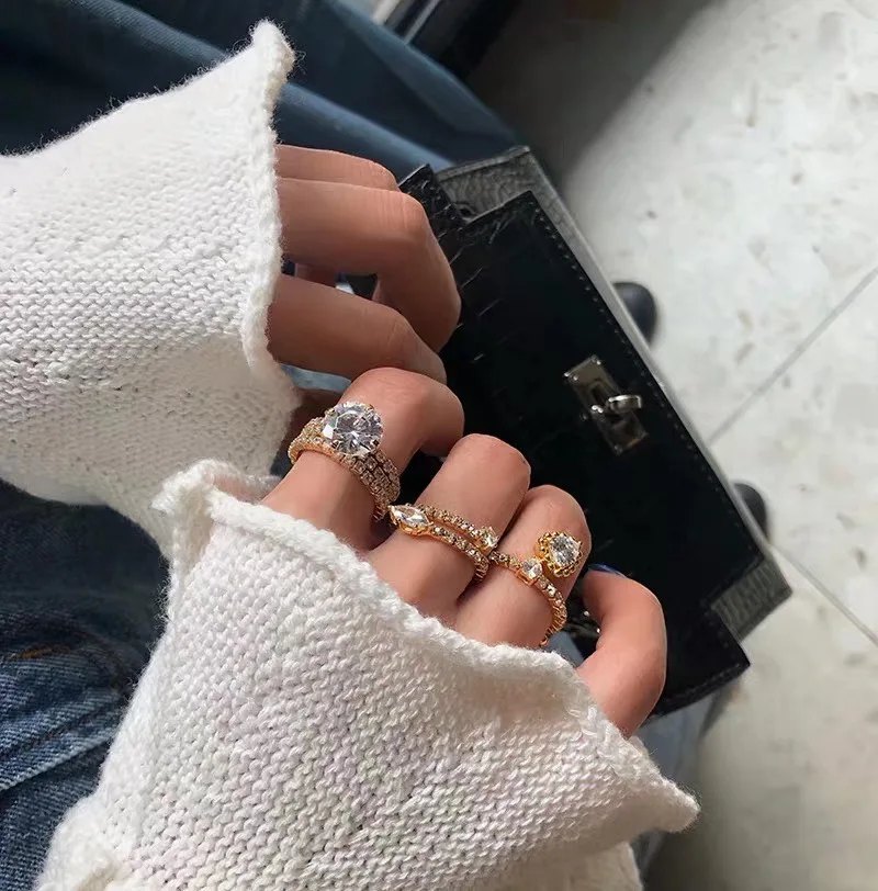 

JUHU 2020 boho Vintage diamond Rings For Women Fashion Handmade Wedding Personality Ring Fine Party Jewellery, Colorful