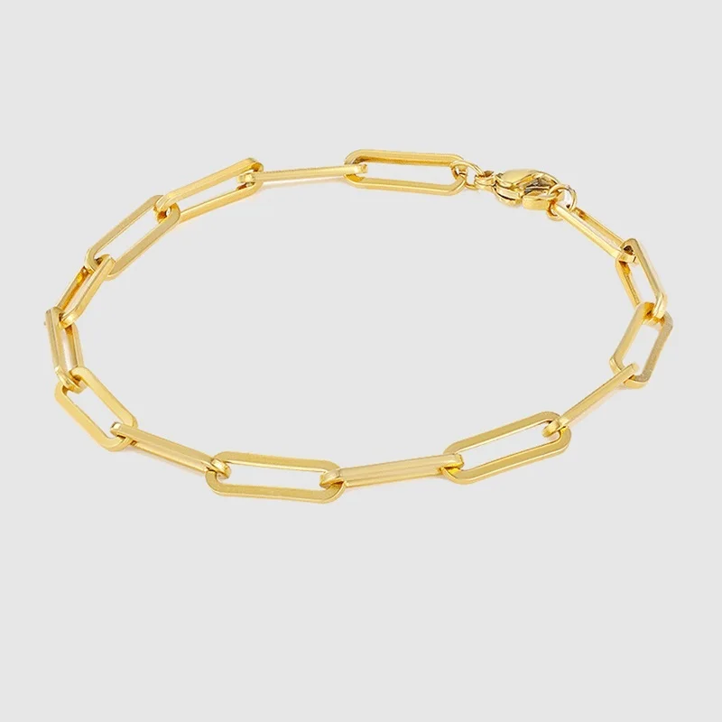 

High Quality Paperclip Chain Anklets Bracelet Stainless Steel Cuban Link Bracelet