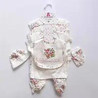 

8 pcs newborn boy clothes set jumpsuit bodyjump bib wholesale kids clothes bouqieus printed 100 % cotton ready made