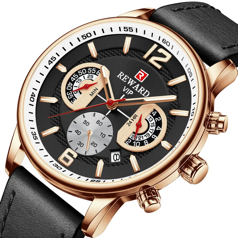 

New Watch Luxury Hot Sell Leather Watches Men Casual Quartz Chronograph Clock Wristwatches, Optional