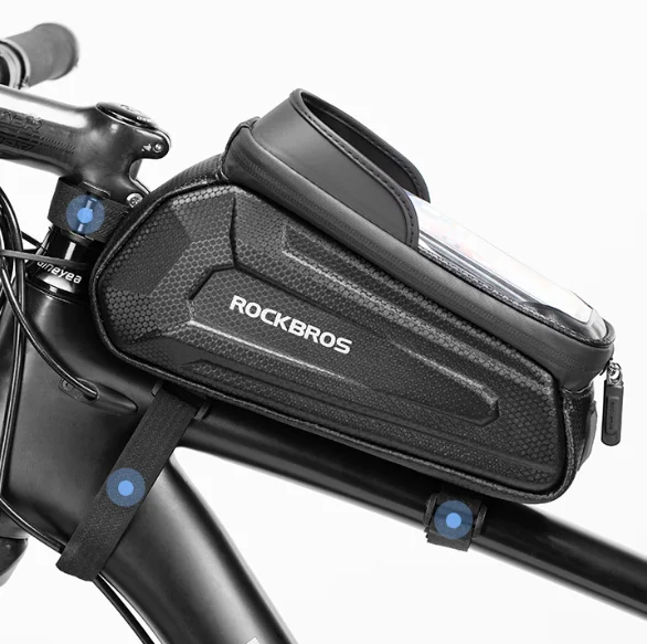 

bolsa de bicicleta Bicycle Bag Shockproof Reflective Cycling Frame Front Phone case for bike cycling handlebar bag bike bag, Black