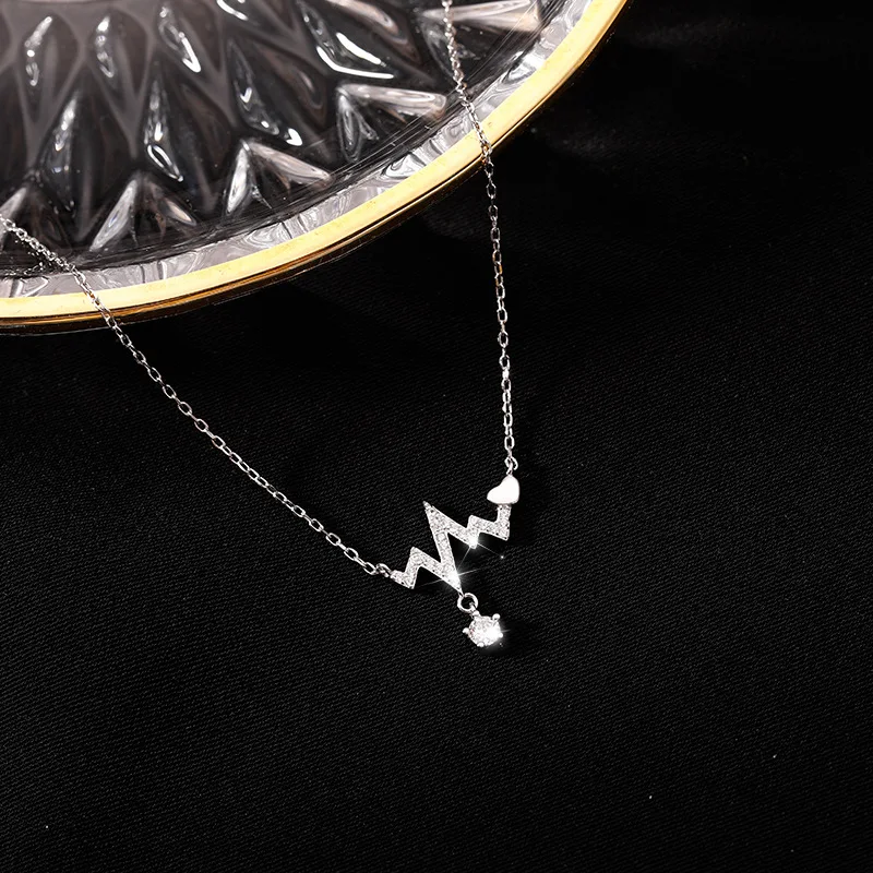 

Fashion Simple 925 silver Heartbeat pendant necklace