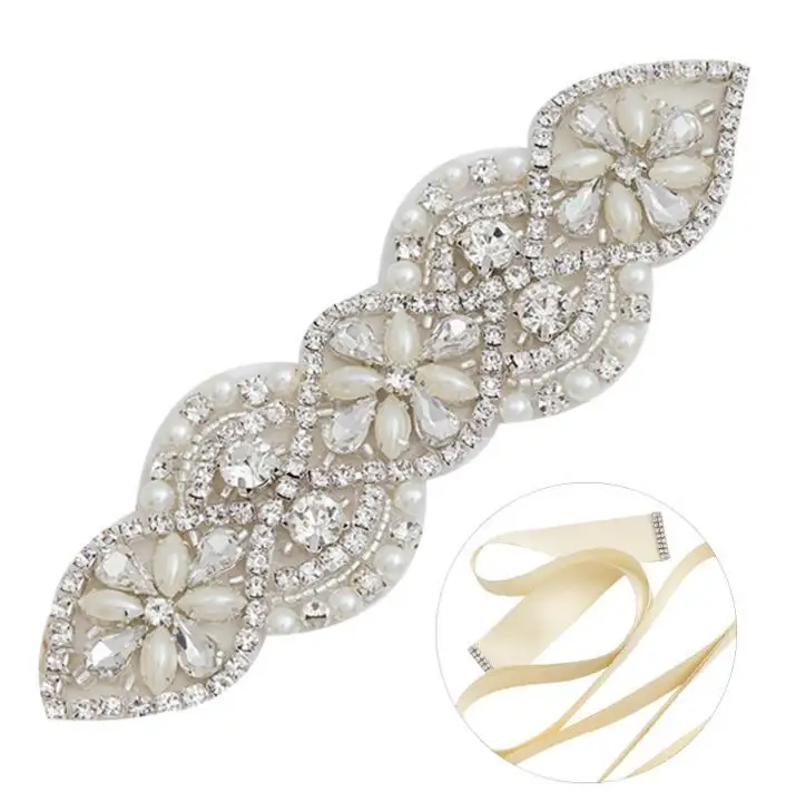 

WIIPU Bridesmaids Rhinestone Crystal DIY Decorative Handmade Bridal Belt Party Girdle Dinner Beaded Applique Wedding Dress