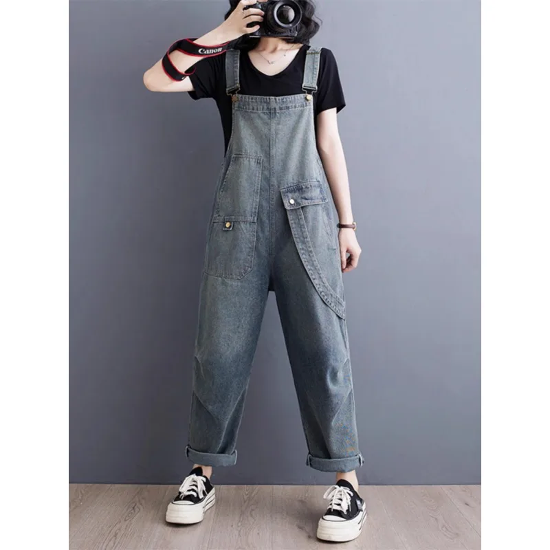 Boutique Wholesale 2026 Summer New Fashionable and Versatile Loose Casual Denim Women's Jumpsuit