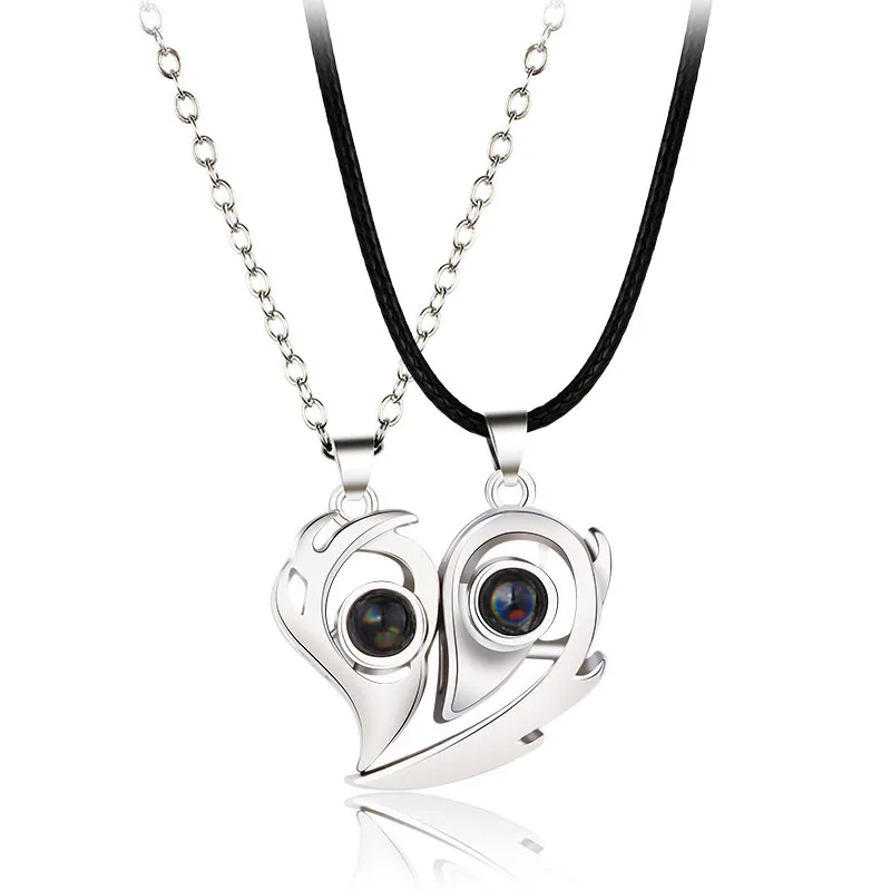 Heart Necklace Stainless Steel Language Necklace