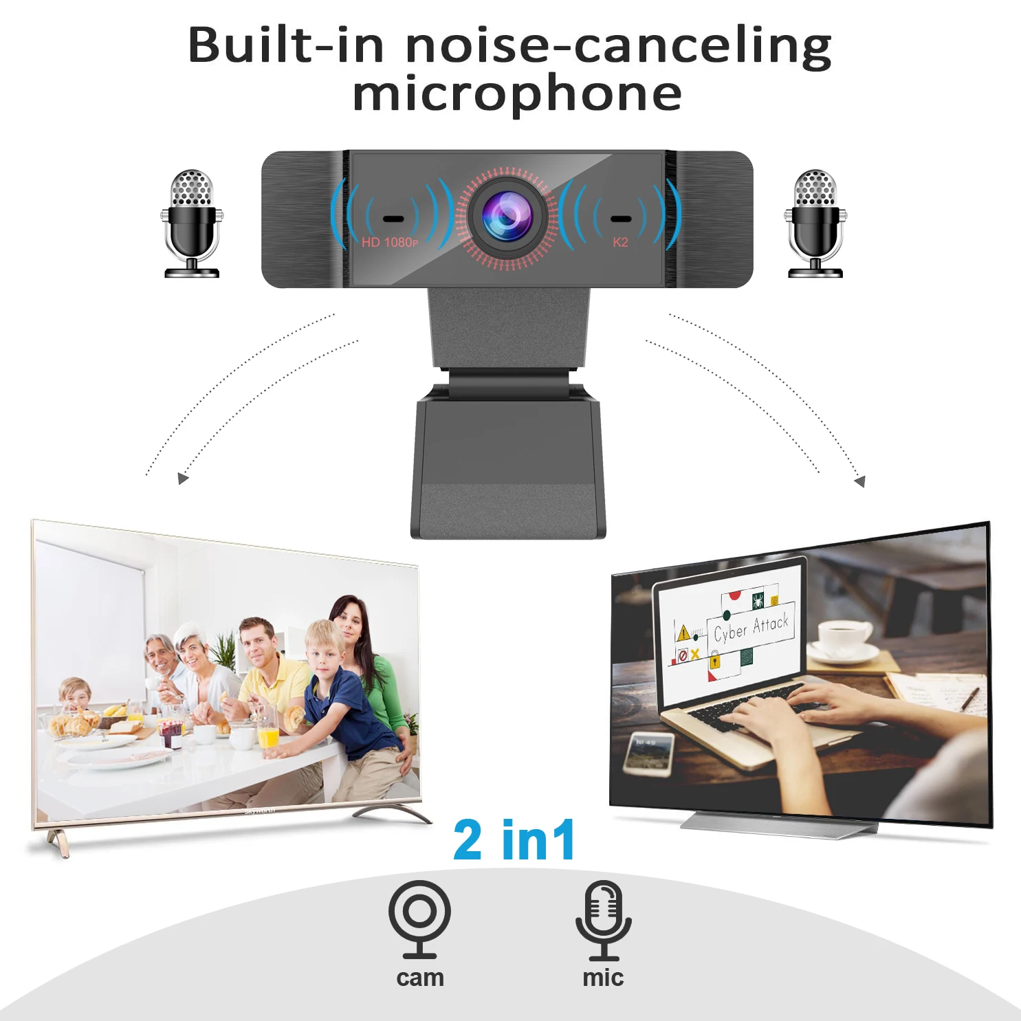 Usb Webcam Conference Hd 1080p Clip-on Pc Computer Streaming With ...