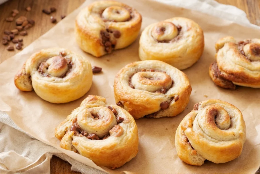 Verschiedene Zimtschnecken-Varianten mit Schokolade und Äpfeln