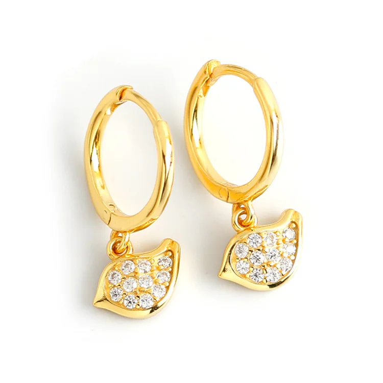 

Unique women jewellery 2021 CZ diamond cubic zircon 925 sterling silver bird animal drop trendy hoop earrings