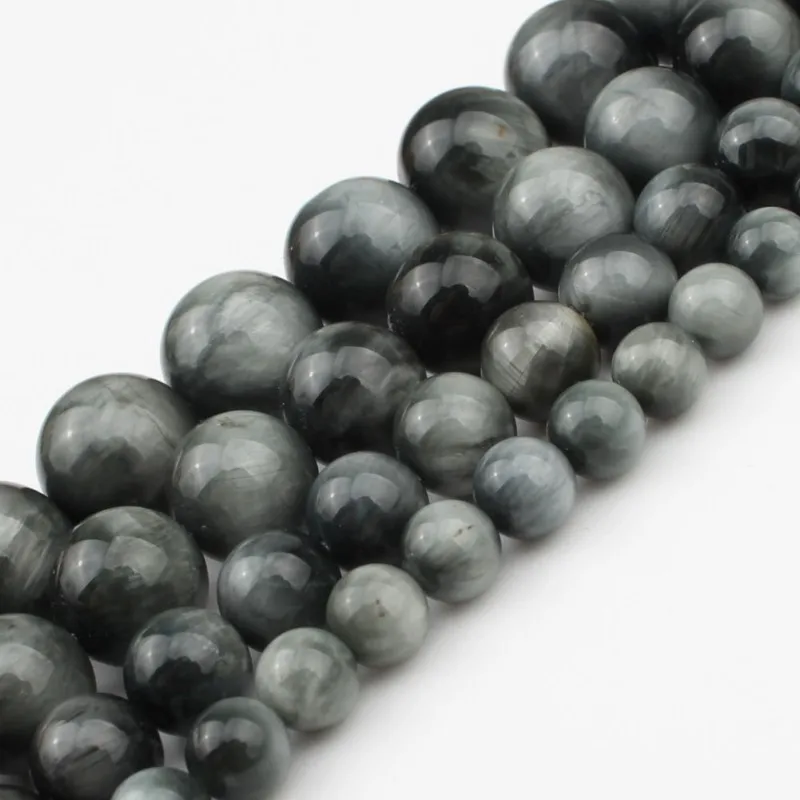 

Natural A+ Hawk's Eye Stone Beads 7.5 Inch Round Loose Beads for Jewelry Making Diy Charm Bracelet