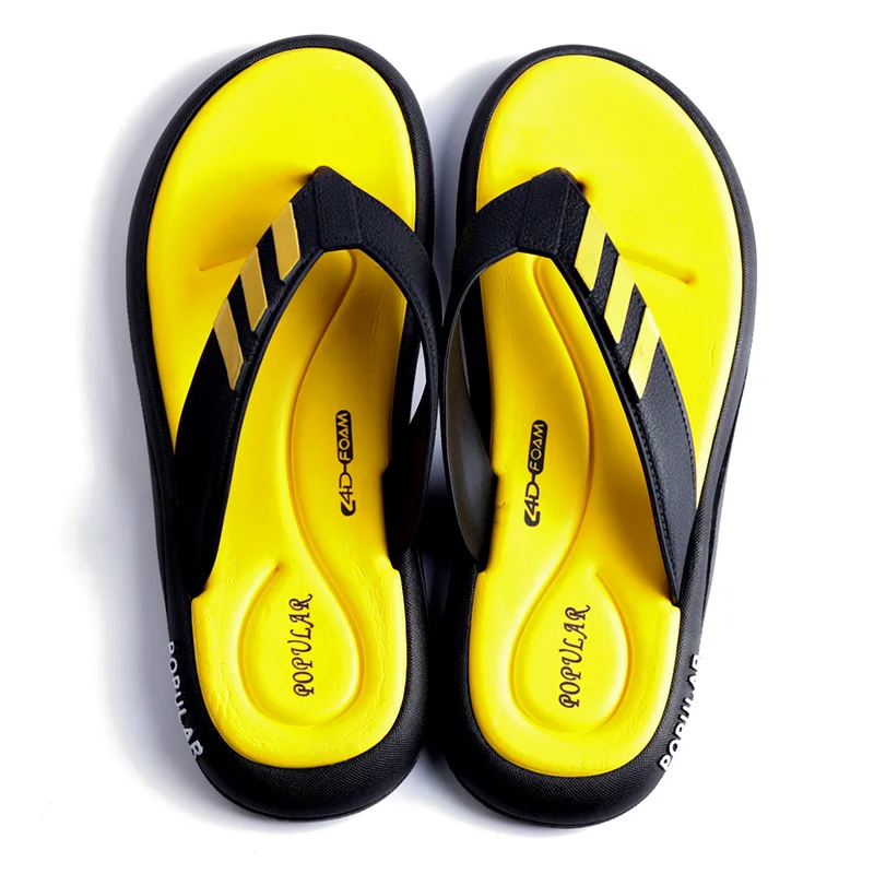 

2021 Summer New Fashion Simple and Versatile Non Slip Beach Men Flip Flops Slippers, Black,white,orange,yellow