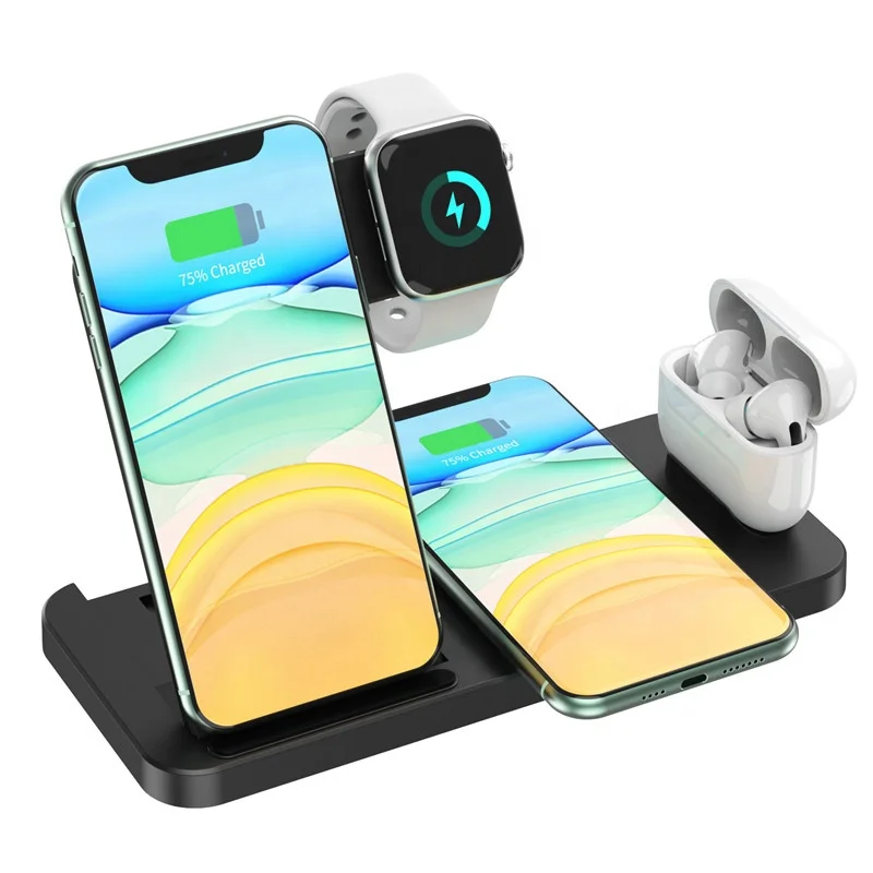 

Drop Shipping wireless power bank charger 15w 10w 3 in 1 wireless charger with LED Touch wireless charger for all devices