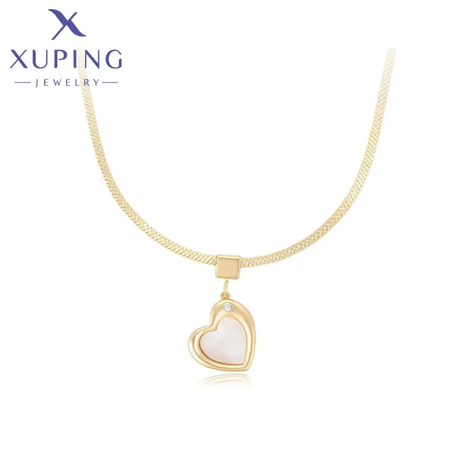

necklace-01790 Xuping Jewelry Fashionable and exquisite diamond 14k gold heart style Valentine's Day gift ladies necklace