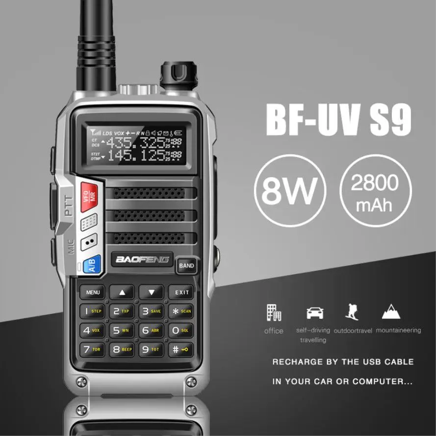 

2019 BaoFeng UV S9 Powerful Walkie Talkie CB Radio Transceiver 5W 10km Long Range Portable Radio for hunt forest city upgrade 5r, Multi color