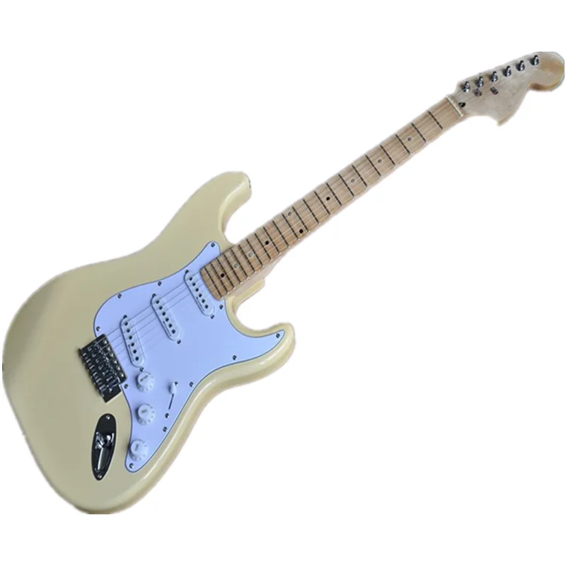 

Hot sell good quality Yngwie Malmsteen electric guitar scalloped fingerboard bighead basswood body standard size, Yellow