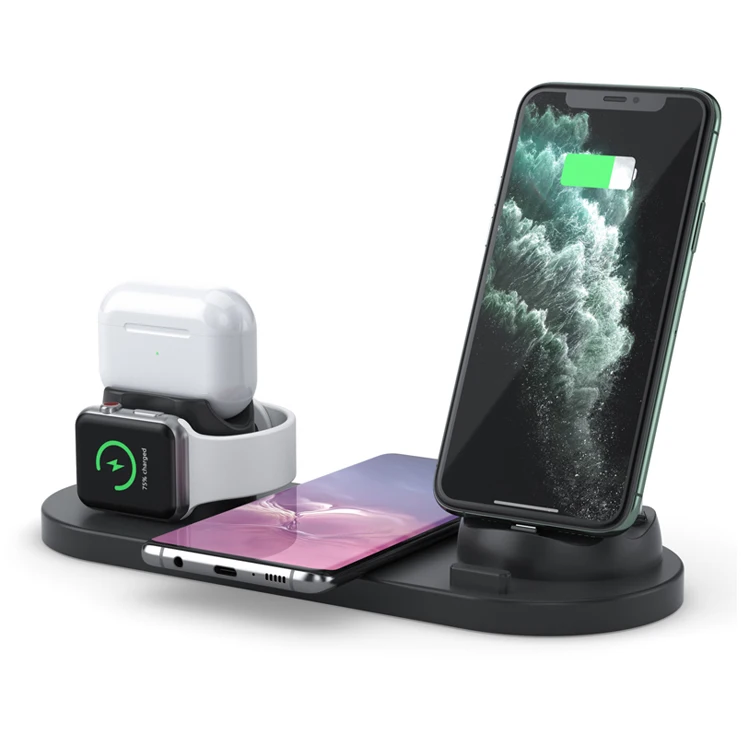 

2021 high quality 6 in 1 phone wireless table charger for watch earphone charging