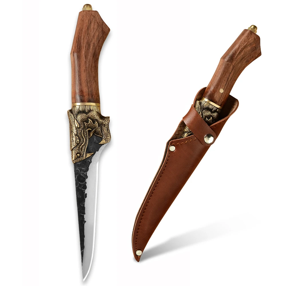 

Professional 6 Inch 7cr17 Stainless Steel Slaughter Skinning Deboner Meat Fish Sashimi Serbian Boning Knife With Leather Sheath