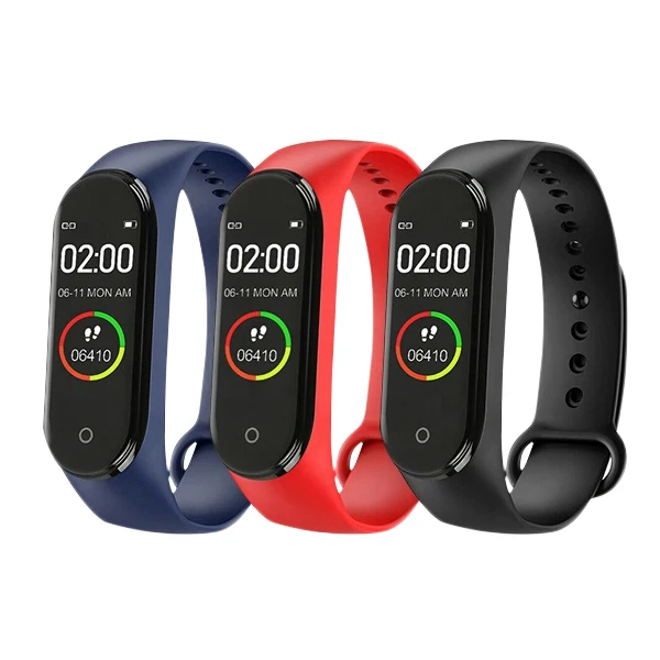 

Latest M4 Smart Watch 2020 Sport Bracelet Wristband Waterproof B-t Low Price Cheap M3 Smart Watch, Black / red / blue