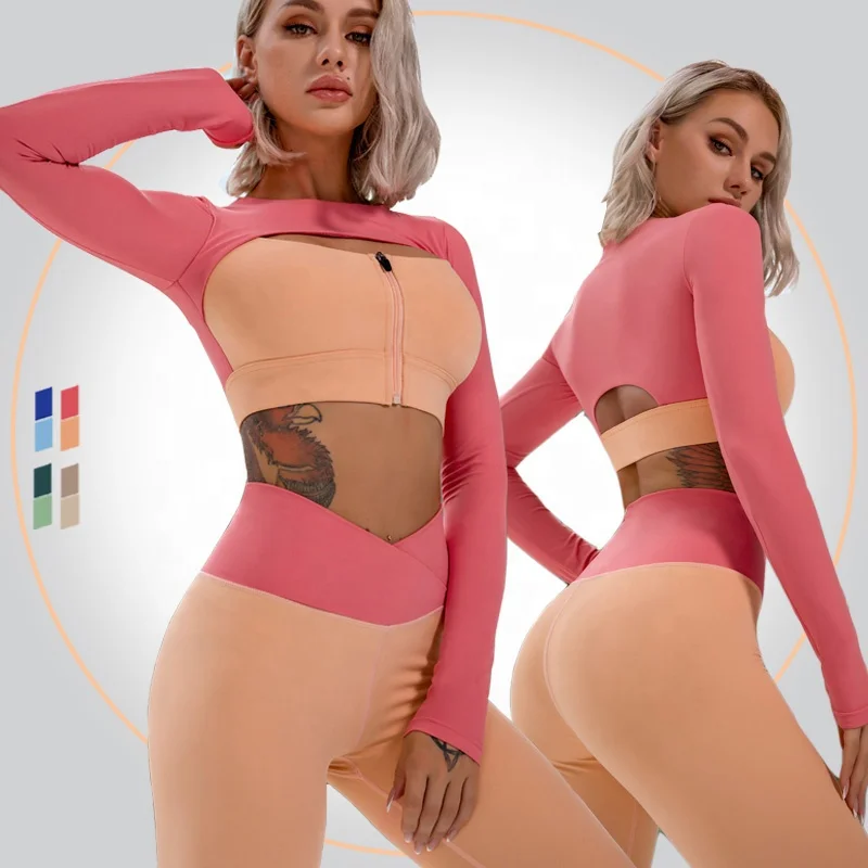 

Custom Logo Solid Color 5 Pieces Sexy Sports Wear Fitness Gym Yoga Set Women Workout Clothing Sets For Women