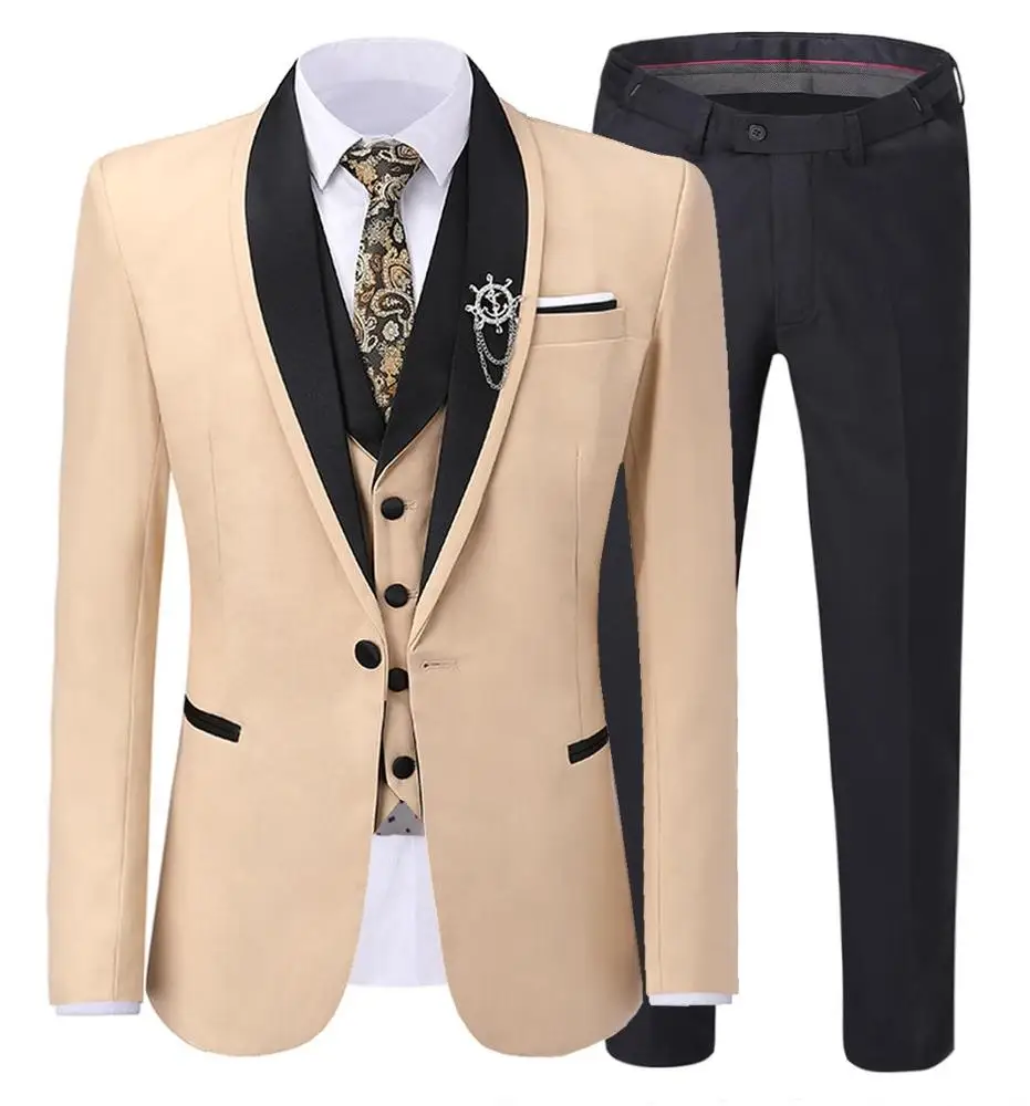 

Flat Material 3Pcs groom tuxedos high quality men suits for wedding blank suit for men fashion(Blazer+vest+Pants), Optional