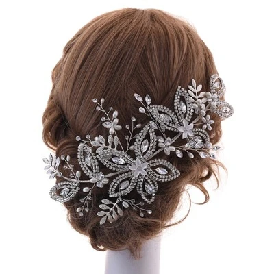 

Jachon diamond petals side bridal hair combs luxury crystal hair combs unique floral crystal hair combs, As picture