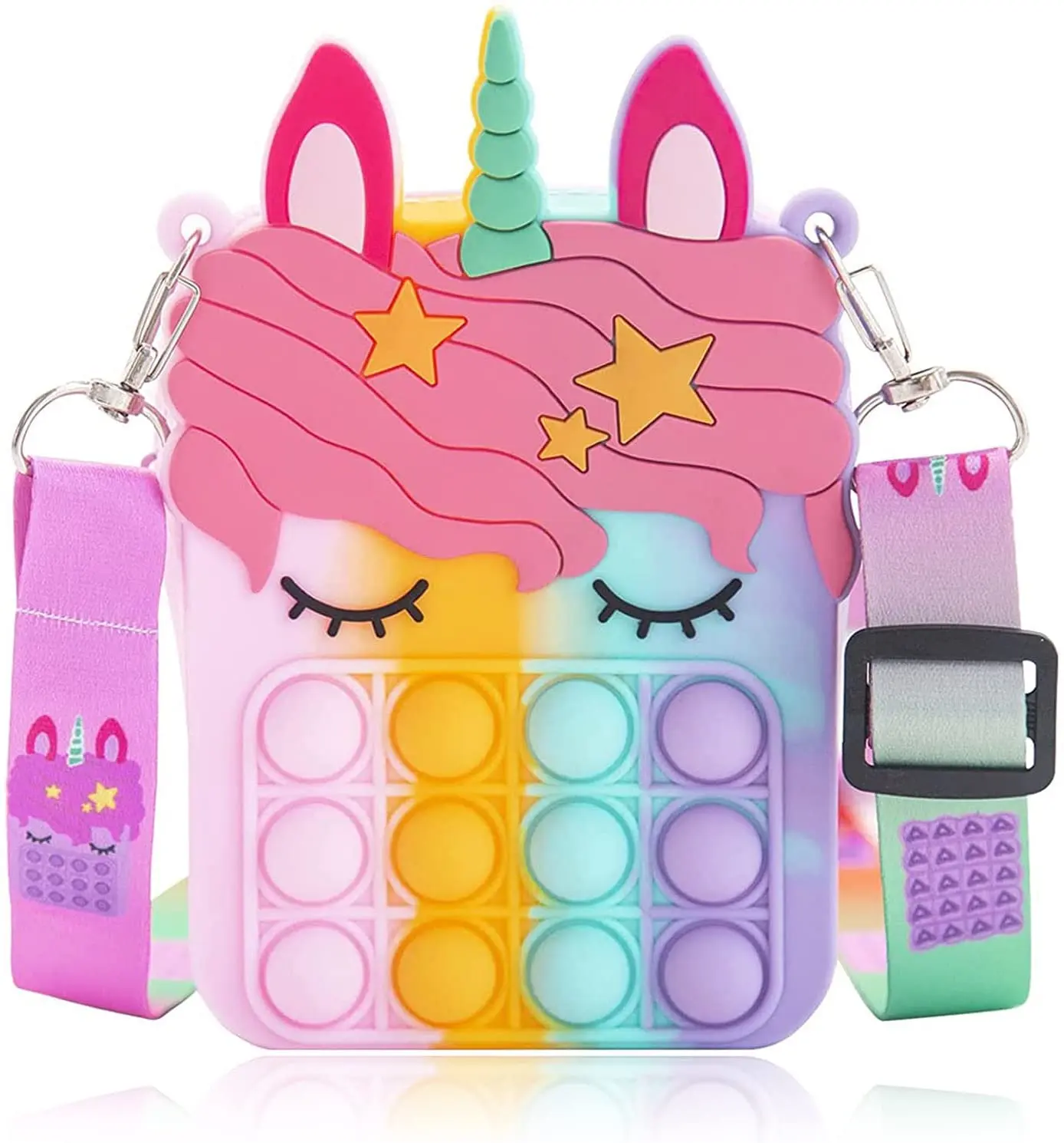 

Pop Shoulder Bag Fidget Toy,Fidget Packs Toy Crossbody Bag to Relieve Stress,Silicone Push Pop Bubble Purse