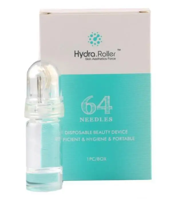 

CE Approved 64 Gold Tips Hydra Microneedle Titanium Derma Roller for Hyaluronic Acid hydra roller