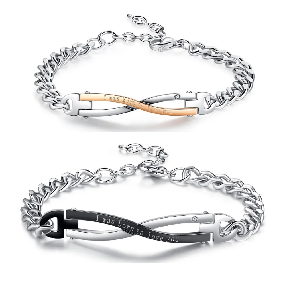 

I was Born to Love You Stainless steel intertwine couples bracelet
