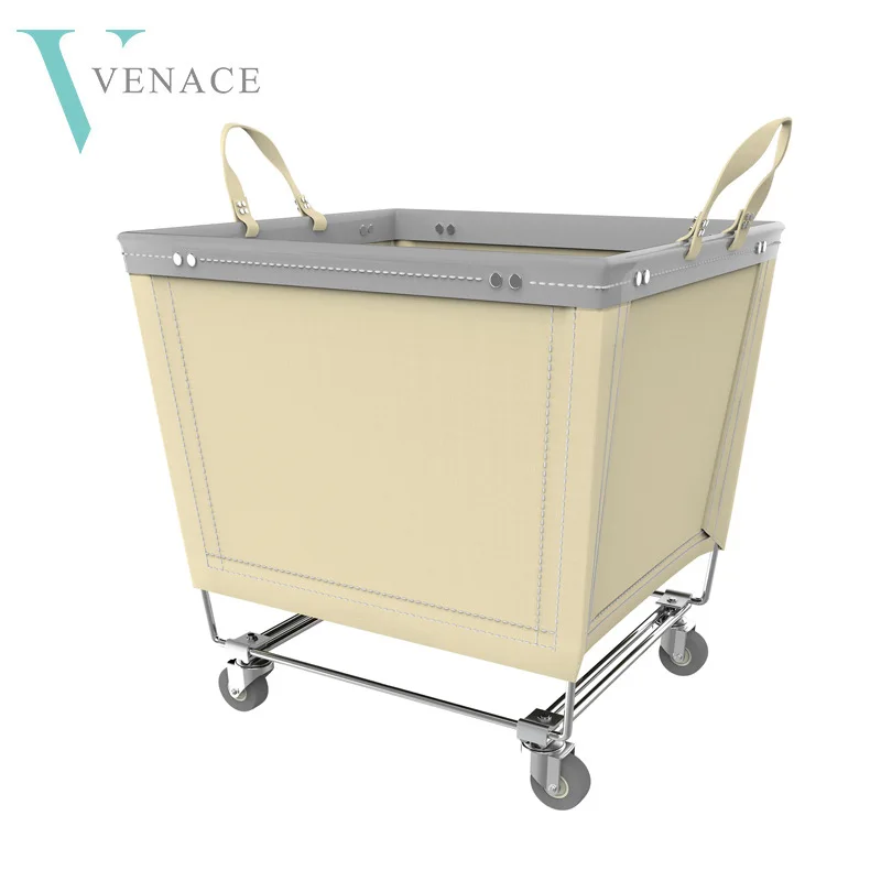 Laundry Baskets On Wheels Black Painting Steel Frame Hotel Commercial
