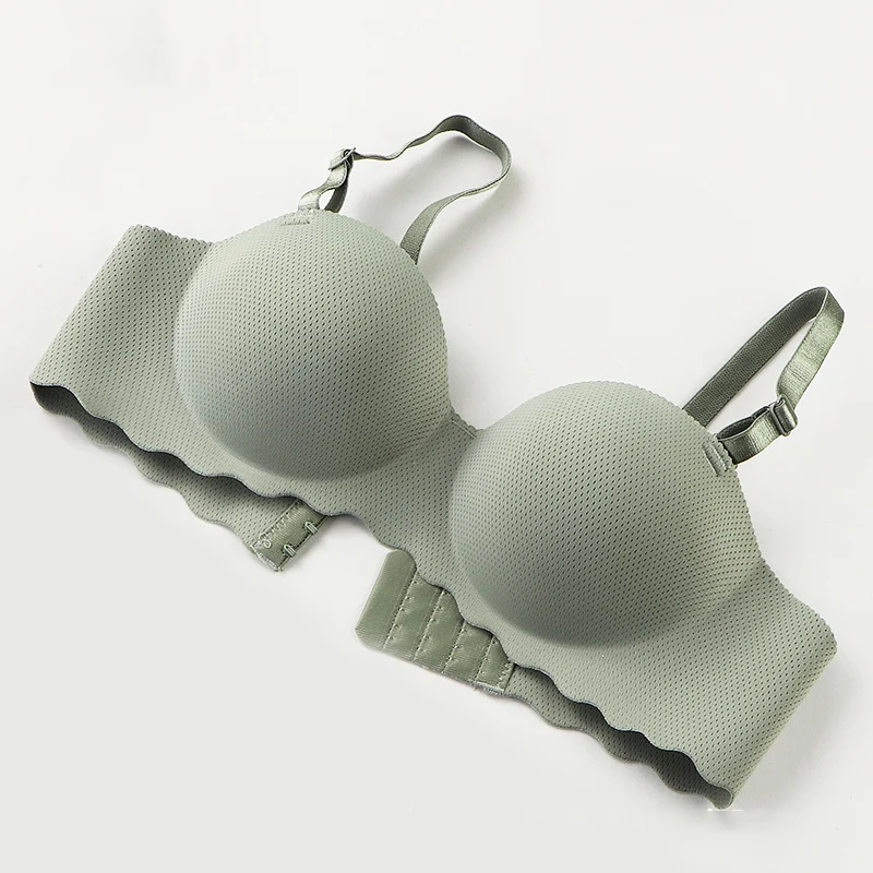 

Japanese and Korean style solid color cotton fashion breathable soft comfortable seamless a no steel ring development period bra, 9 color as pictures