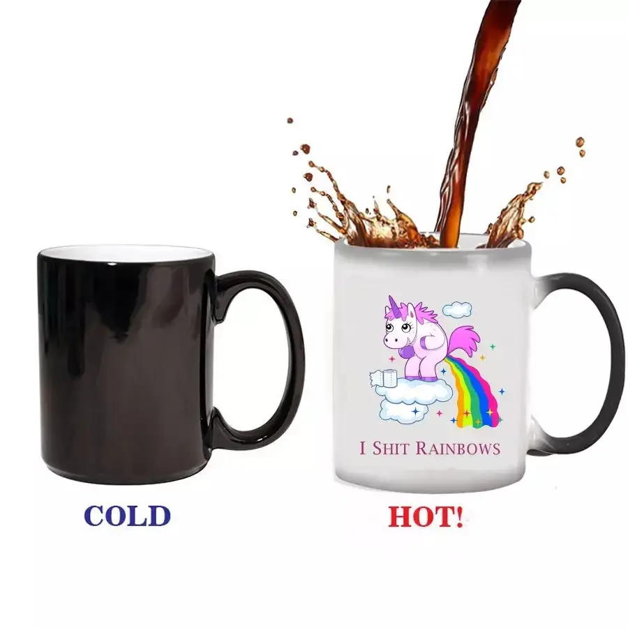 

Top Grade 11oz Sublimation Color Changed Mug 320ml semi sanding magical Coffee Mug Sublimation Custom Logo Ceramic Magical Mugs