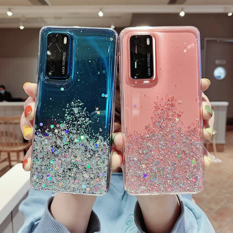 

For Samsung M31 Case, Bling Glitter Soft TPU Silicone Case for Samsung Galaxy M31 Clear Sequin Cover, As picture shows