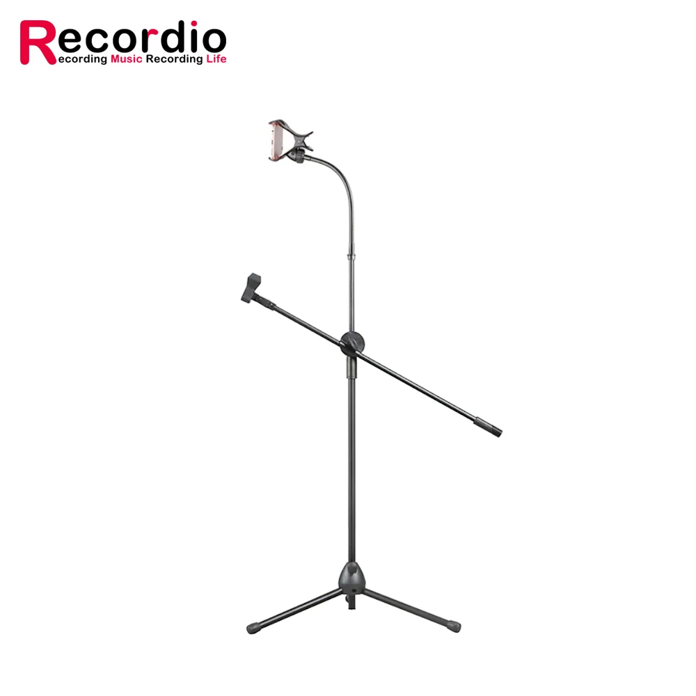 

GAZ-101A Professional adjustable studio landing tripod microphone stand accessories for mic recording, Black