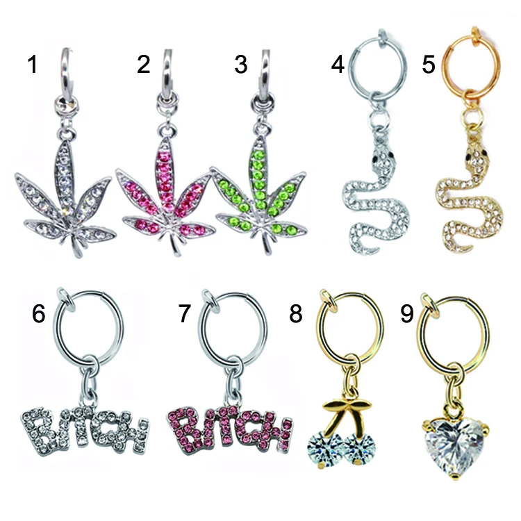 

Gaby popular rabbit non piercing dangling belly ring clip on belly ring body jewelry, Colorful