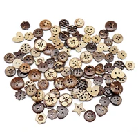 

48pcs/lot 10-15mm Coconut Wooden Buttons Assorted DIY Sewing Scrapbooking Button Accessories E0219