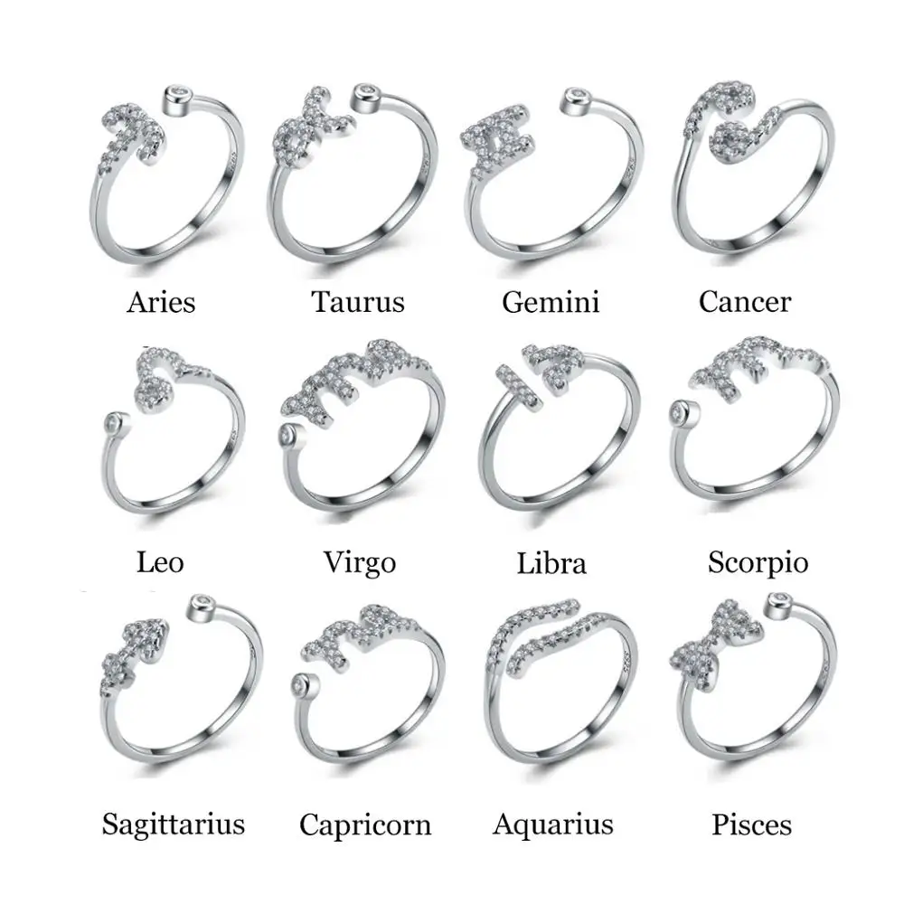 

minimalist jewelry simple thin zodiac sign  925 sterling silver zodiac stackable ring