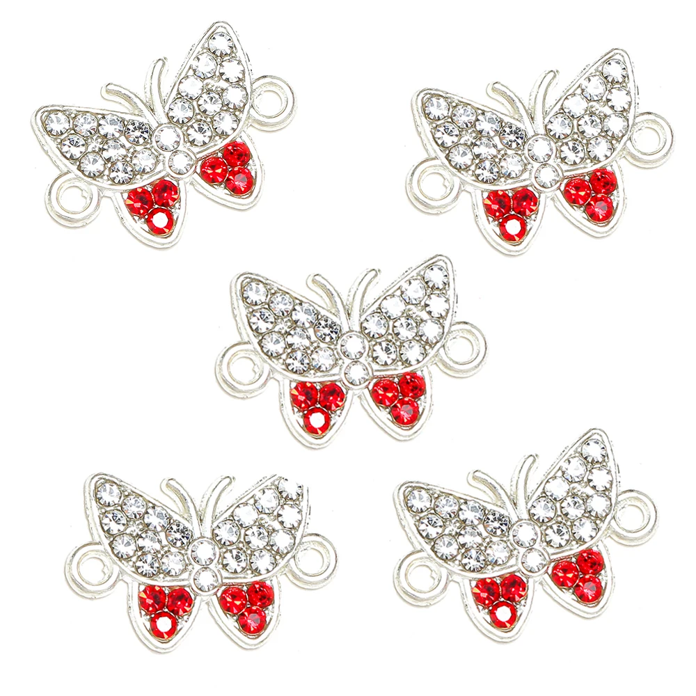 

Fashion butterfly full diamond alloy charms connector for jewelry making wholesale