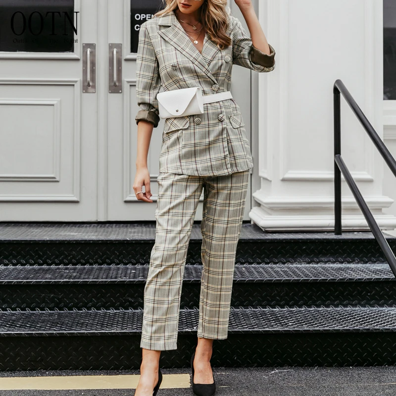 Ootn Female Casual Streetwear Trouser Suit Long Sleeve