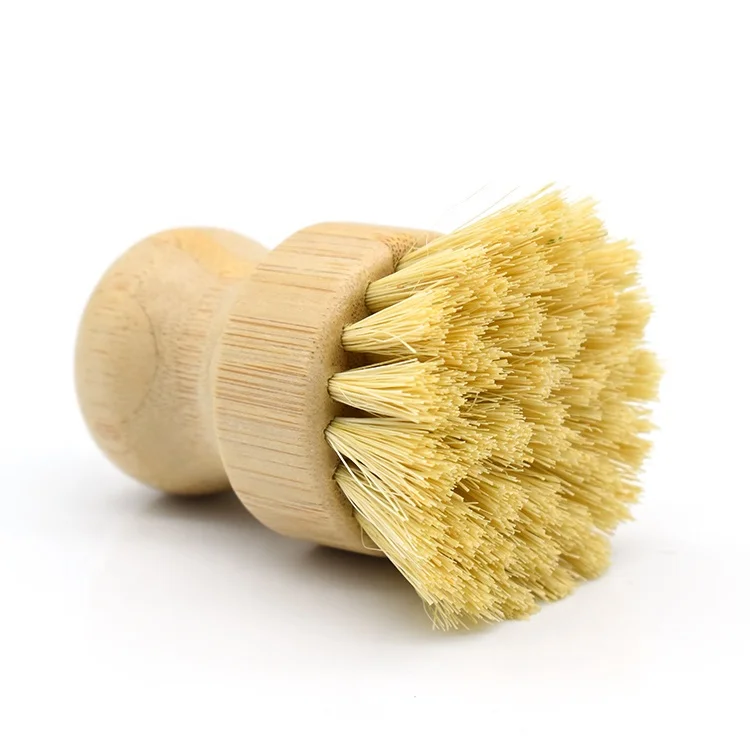 

Kitchen Natural Sisal Fiber Cleaning Dish Brush Eco Friendly Bamboo Scrub Brush for Vegetable Fruit Pot, Natural color