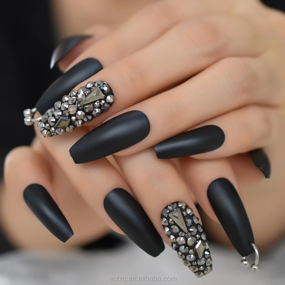 matte black acrylic nails