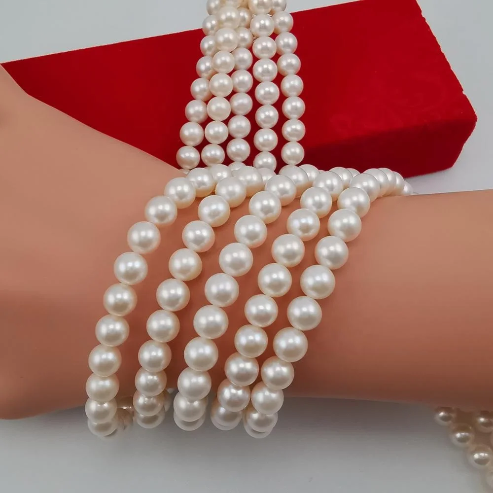 
Top quality 7-8mm round real sweet water pearls strand from top pearl ltd white natural freshwater pearl 16-inch strand string 