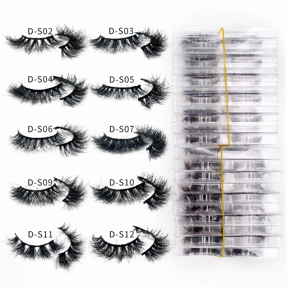

Natural Mink Lashes With Clear tray Strip Fluffy Eyelashes Wholesale