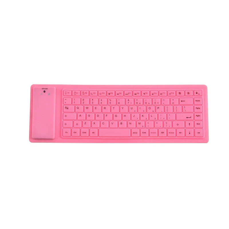 

Wholesale 84 Keys Wireless Silicon Soft Flexible Keyboard Foldable Silicone Keyboards, Black orange pink blue