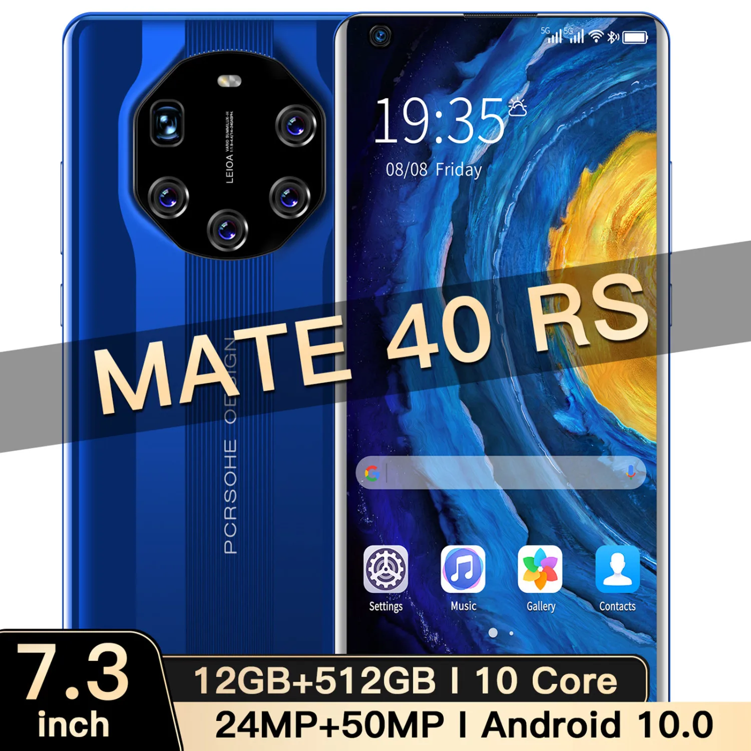 

2021 New Model Mate40RS Unlocked HD Camera Dual SIM 12GB+512GB Dual Card 7.2 Full-screen Global Telefones Celulares Smartphone