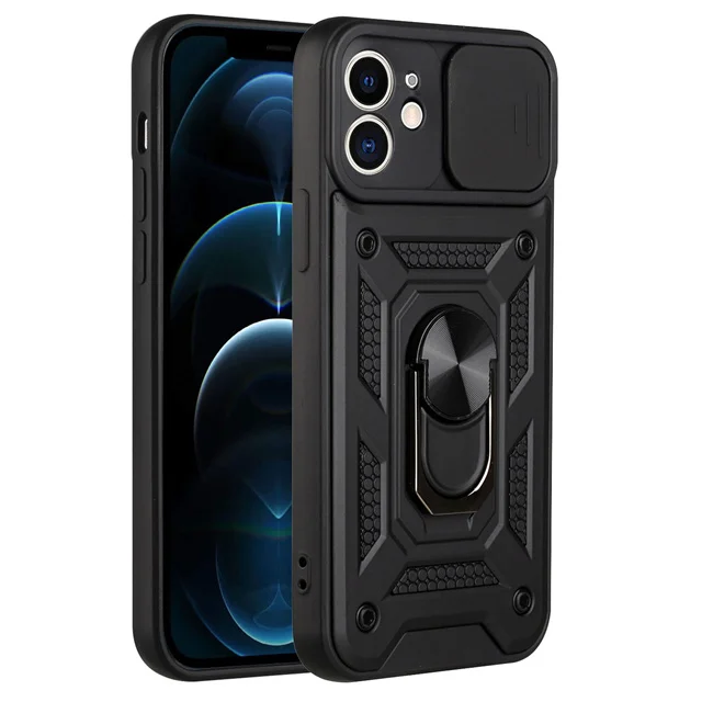 

Launch Armor Slide Window Push Full Camera Lens Protection Magnetic Car magnetic Kickstand Phone Case For iPhone 12/12pro/12mini, As photos