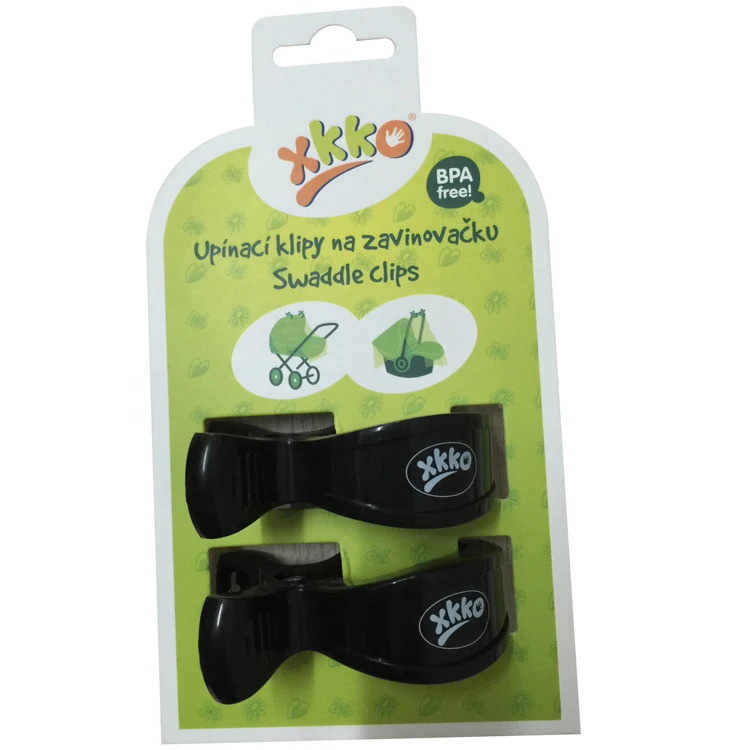 

Hot sale top quality black plastic pegs with paper card for baby stroller, Black white red green blue pink