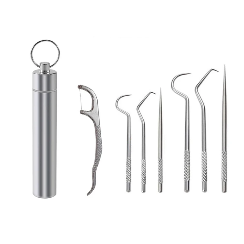 

Portable metal toothpicks reusable stainless steel double head toothpick for food and tooth cleaning